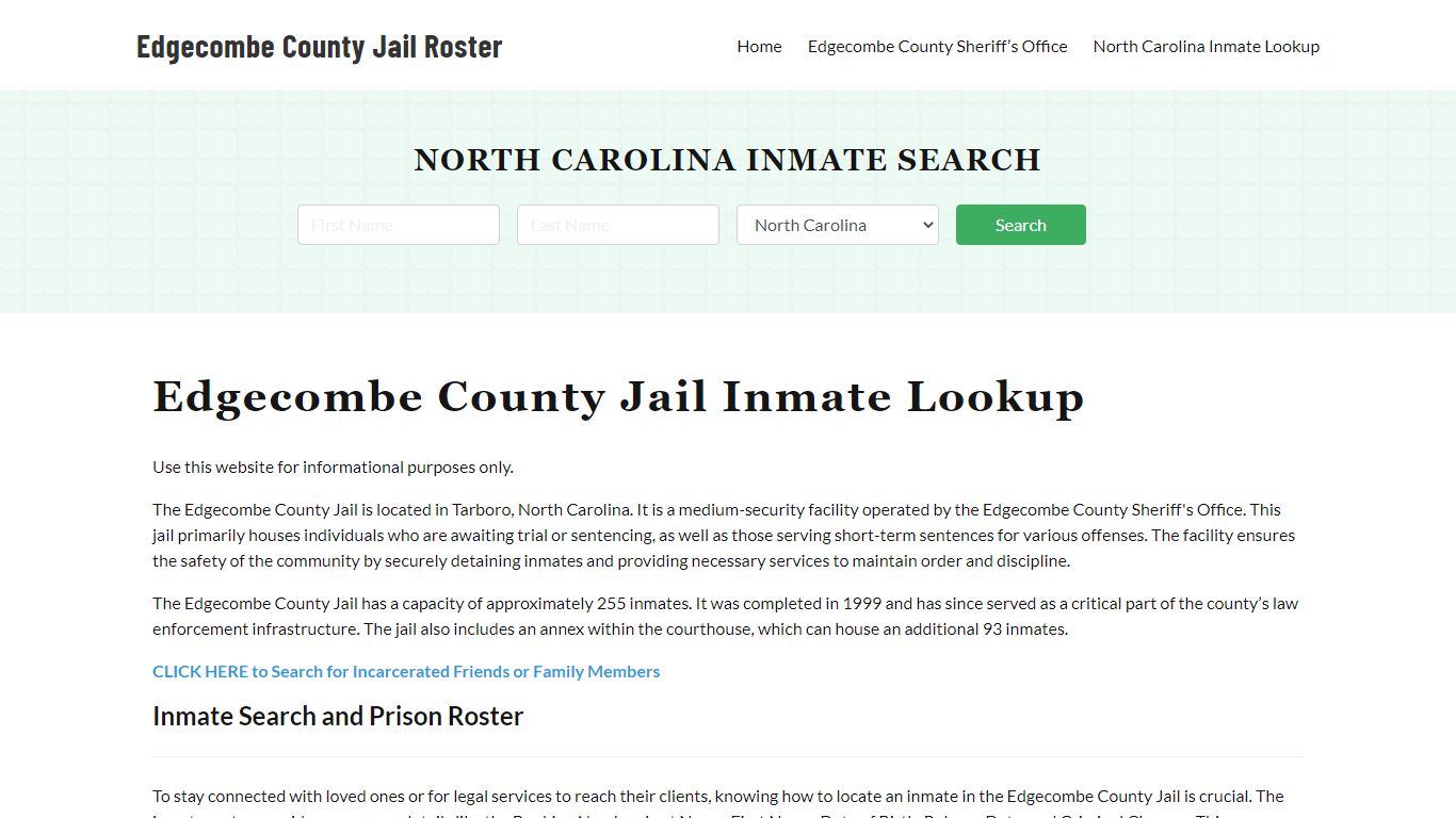 Edgecombe County Jail Roster Lookup, NC, Inmate Search