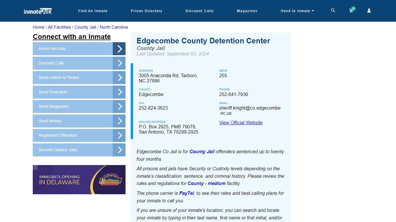 Edgecombe County Detention Center - Inmate Locator